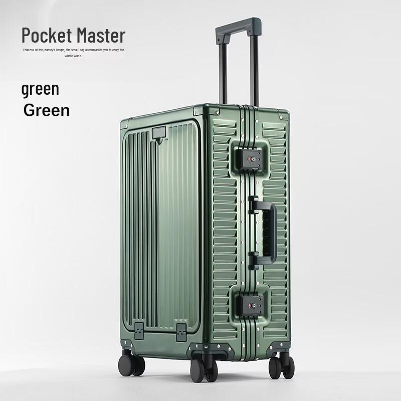 Douxiaozhu Aluminum-Magnesium Alloy Luggage with Front Opening & USB Charge Port 20 inch Carry-on