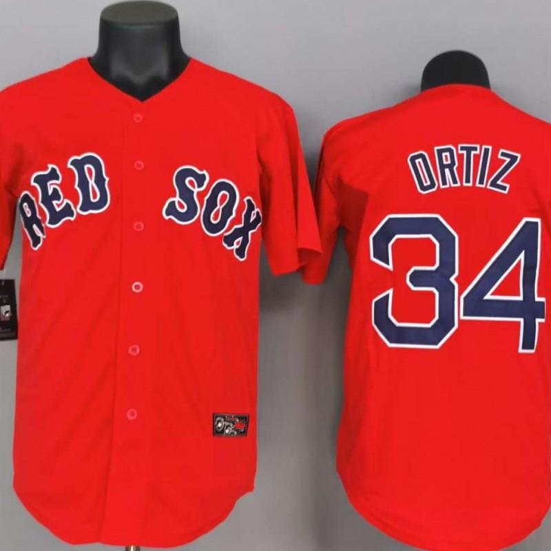 Boston Red Sox 34 Ortiz Maglia da Baseball Manica Corta Unisex Abbigliamento per Fan Misto Cotone