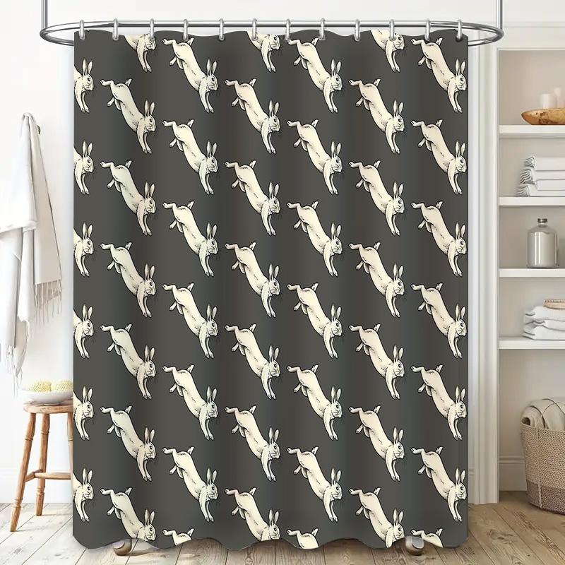 Rabbit Shower Curtain Farmhouse Decor Woodland Animals Bathroom Set Vintage Rustic Nature Wildlife Shower Liner for Home