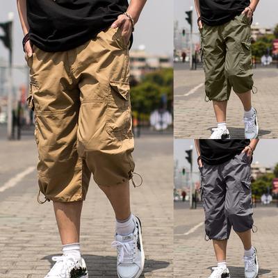 (Qunide) Fashion Men's Casual Mid Waist Solid Color Pockets Outdoor Shorts Pants