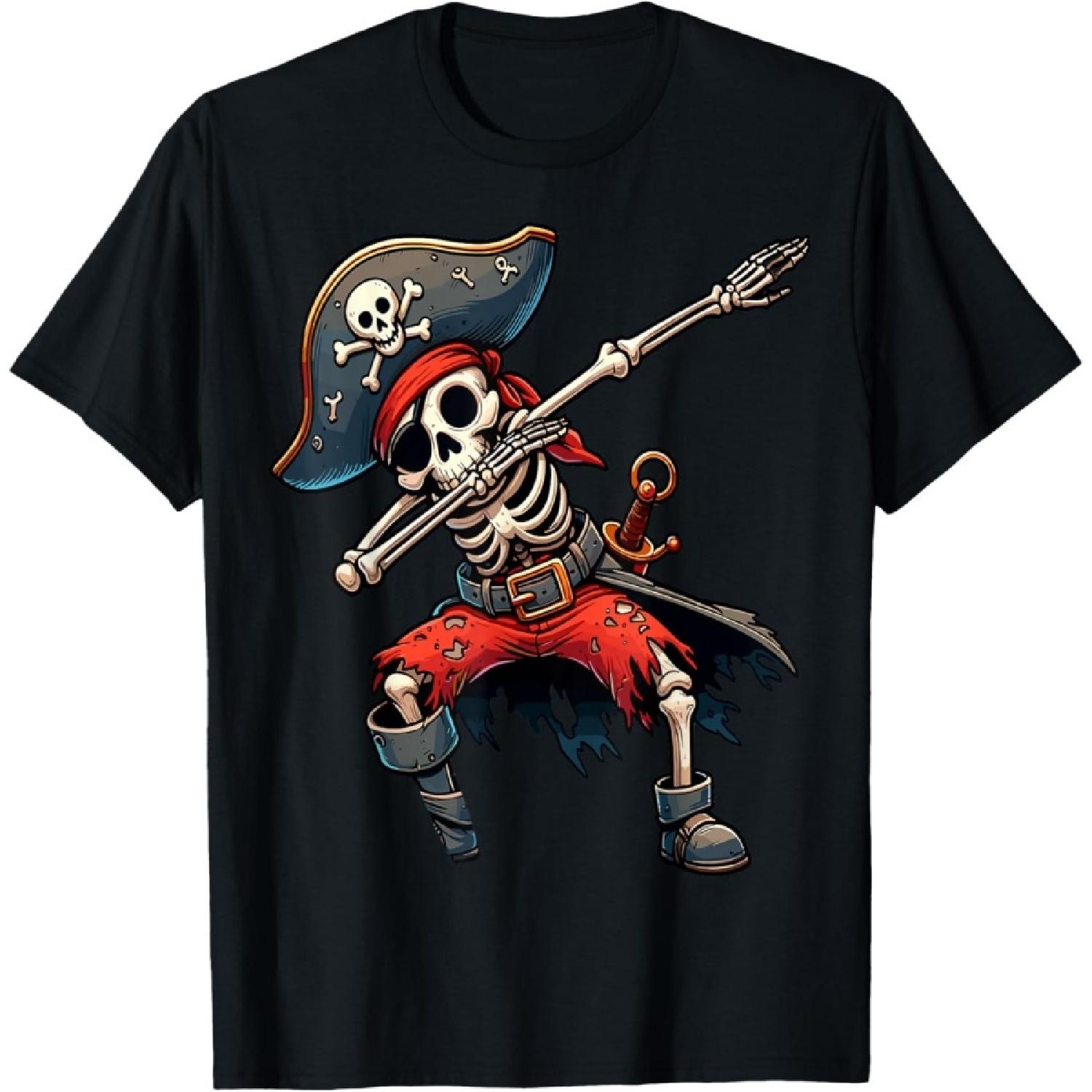 Dabbing Skeleton Pirate Kids T-Shirt S