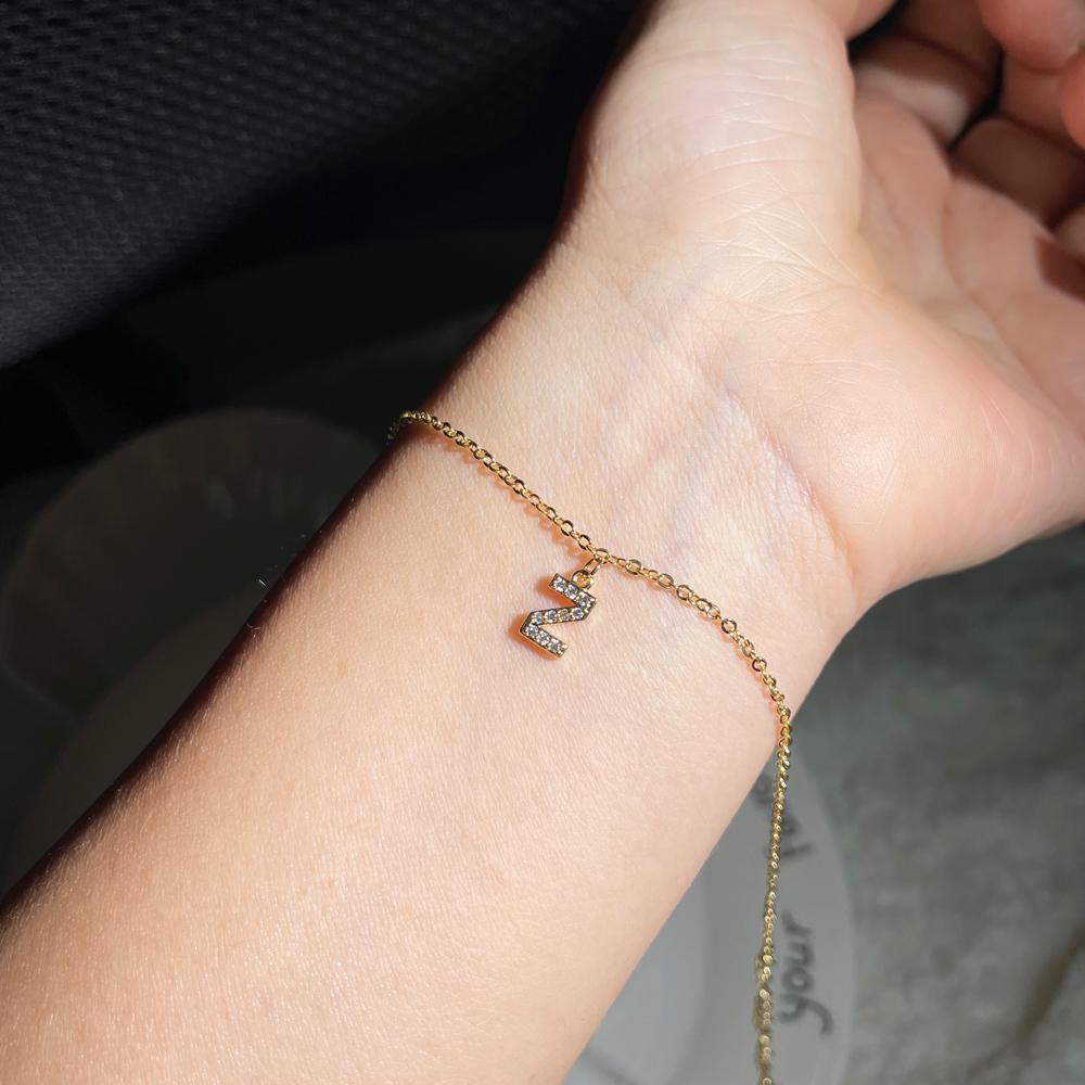 

Classic Pave Zirconia A-Z Letter Bracelet Women Fashion 26 Initials Stainless Steel Chain Charm Bracelet For Women Jewelry Gift