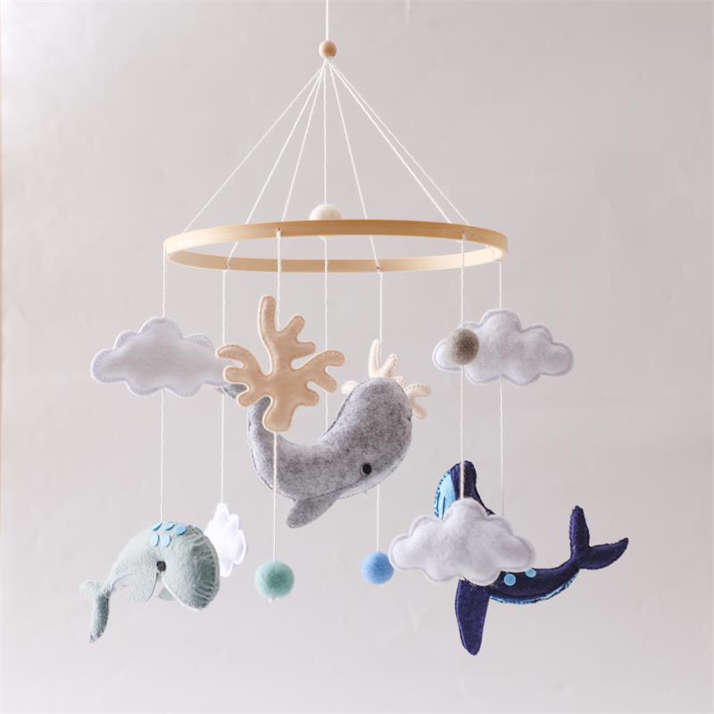 Felt Animal Crib Mobile Hanging Ornament, Baby Crib Stroller Hanging Toy, Hand-Eye Coordination Crib Bell
