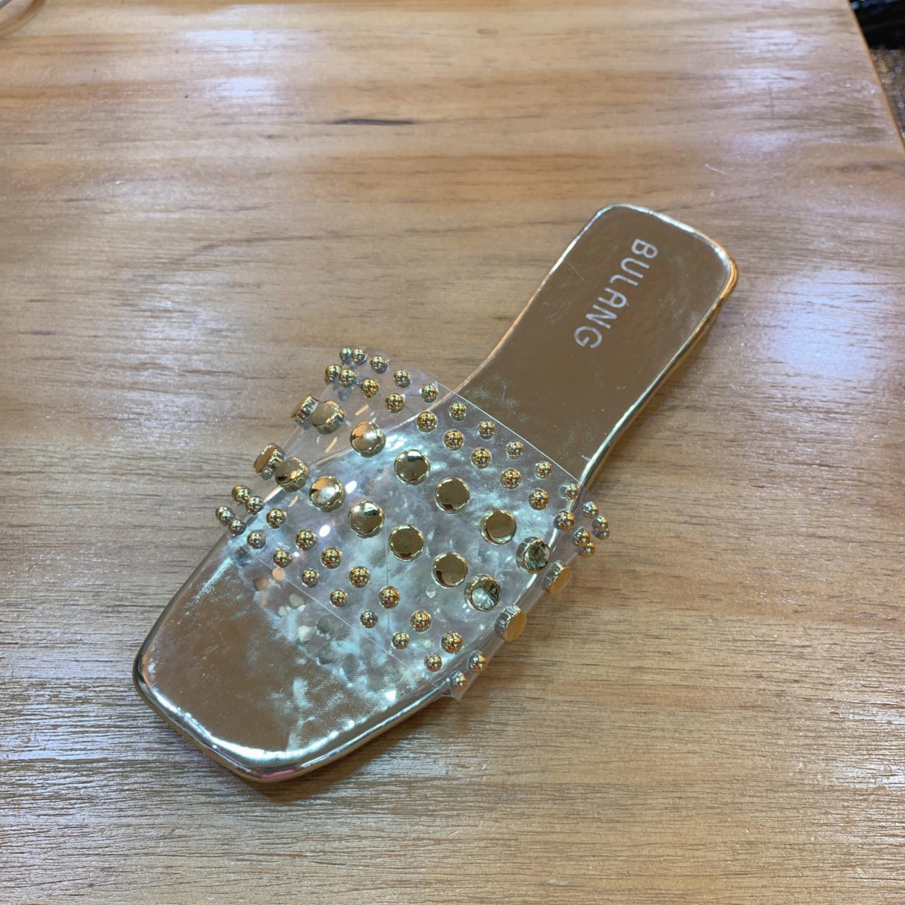 

Fashion Summer Rivet Square Toe Fashion Versatile Comfortable Flip Flops Sandals Women Slippers 36 хаки