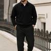 Men's Color Turn-Down Collar Sweatshirt Casual Pullover Top for Everyday Wear
