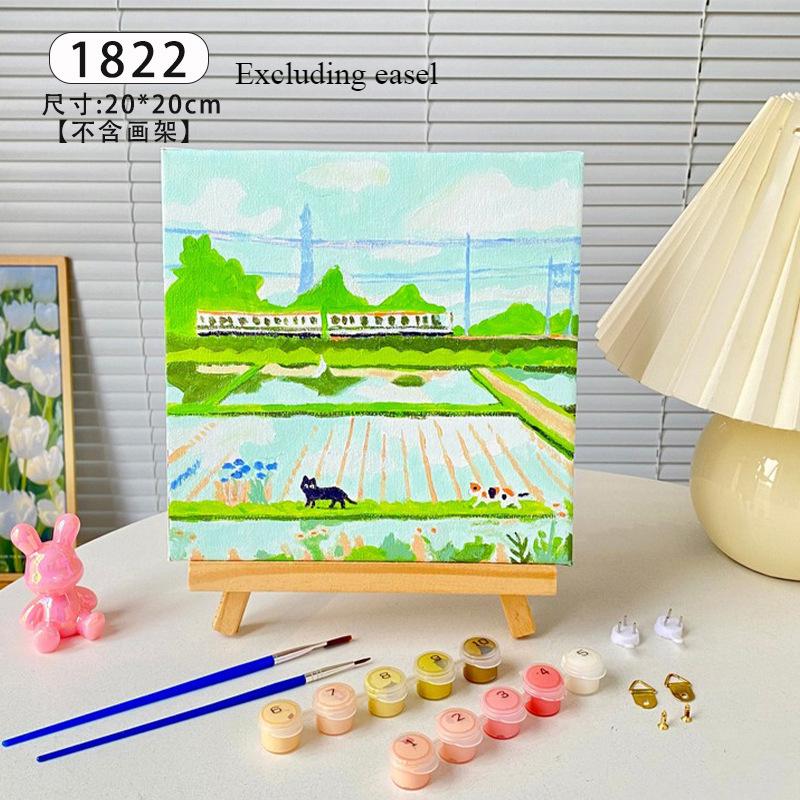 DIY Digital Landscape Oil Painting Coloring Hand Filled Painting Paint By Number Children's Coloring Decorative Landscape