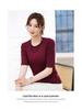 Glaicoin Women's Spring/Summer Mid-Sleeve Round Neck T-shirt, Solid Color, Elegant, Versatile, and Slimming.