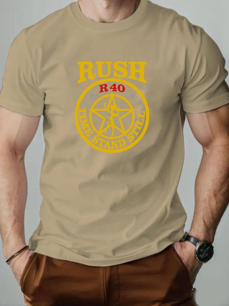 Mens Cotton TShirt RUSH Band R40 Summer Round Neck Short Sleeve Graphic Breathable Fashion Casual TShirt