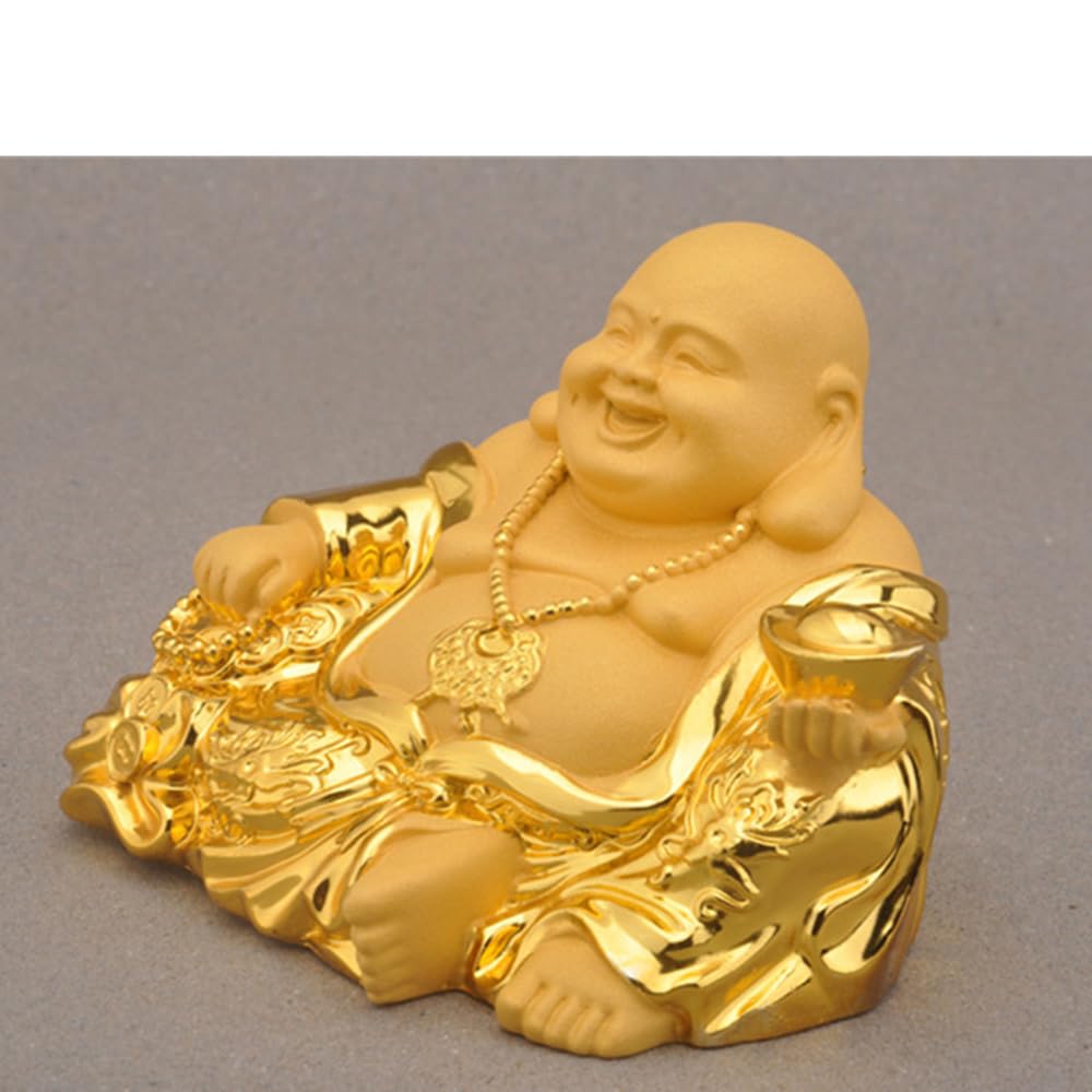 One of the Seven Lucky Is a Gold Figurine Designed To Ward Off Bring Good and This Feng Shui Ornament Is Perfect for Entryway Auspicious Car and Tea