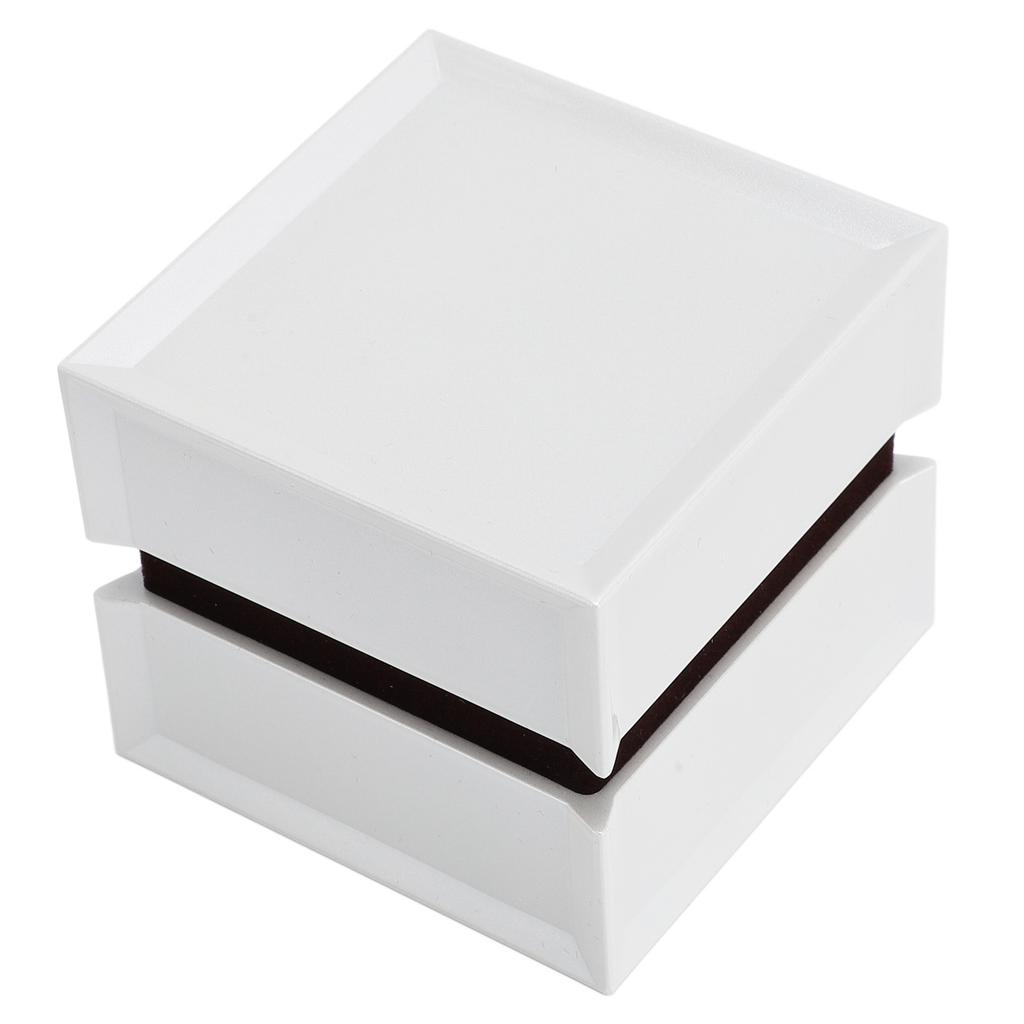 Smyckesring Presentförpackning Lyxig Fyrkantig Liten Sammet Ringförpackning för Förlovning Bröllop Vit