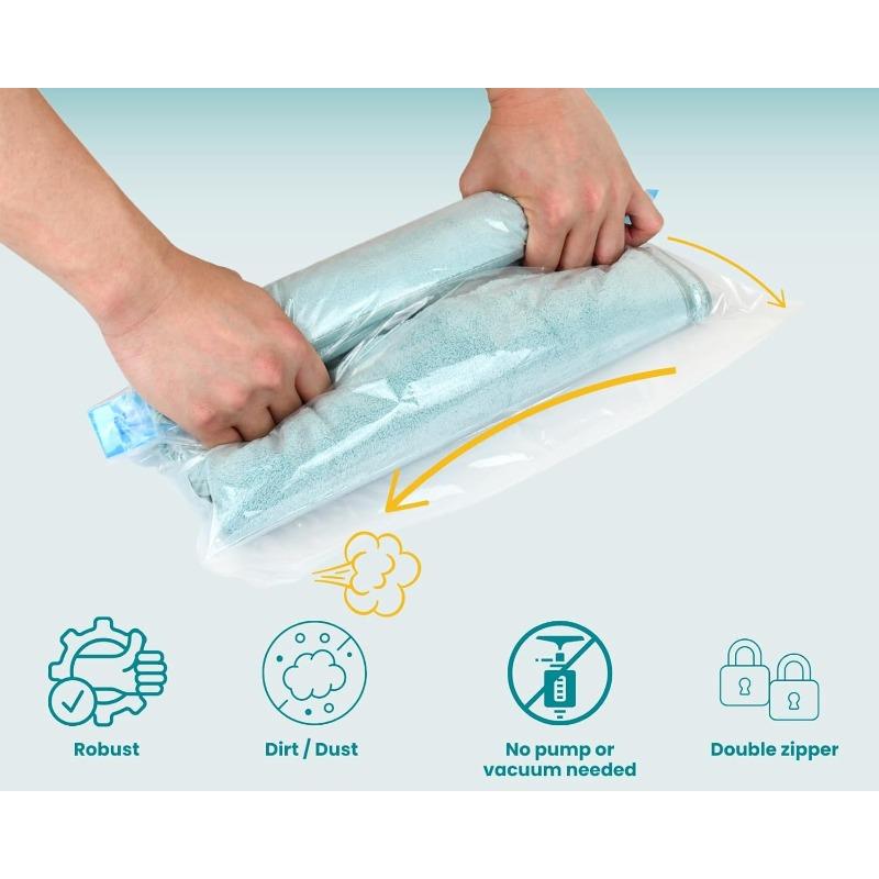 Compression Bags for Travel Space Saver Vacuum Storage Bags No Pump Needed for Clothes Luggage Home Organizer Cruise Camping Accessories