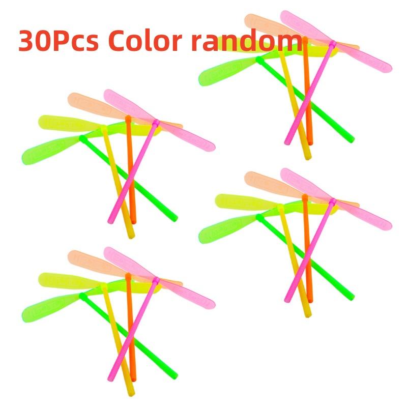 5/30pcs Plastic Bamboo Dragonfly Shape Hand Push Flying Propeller Outdoor Sports Toy Gift Rotating Flying Arrow Outdoor Games