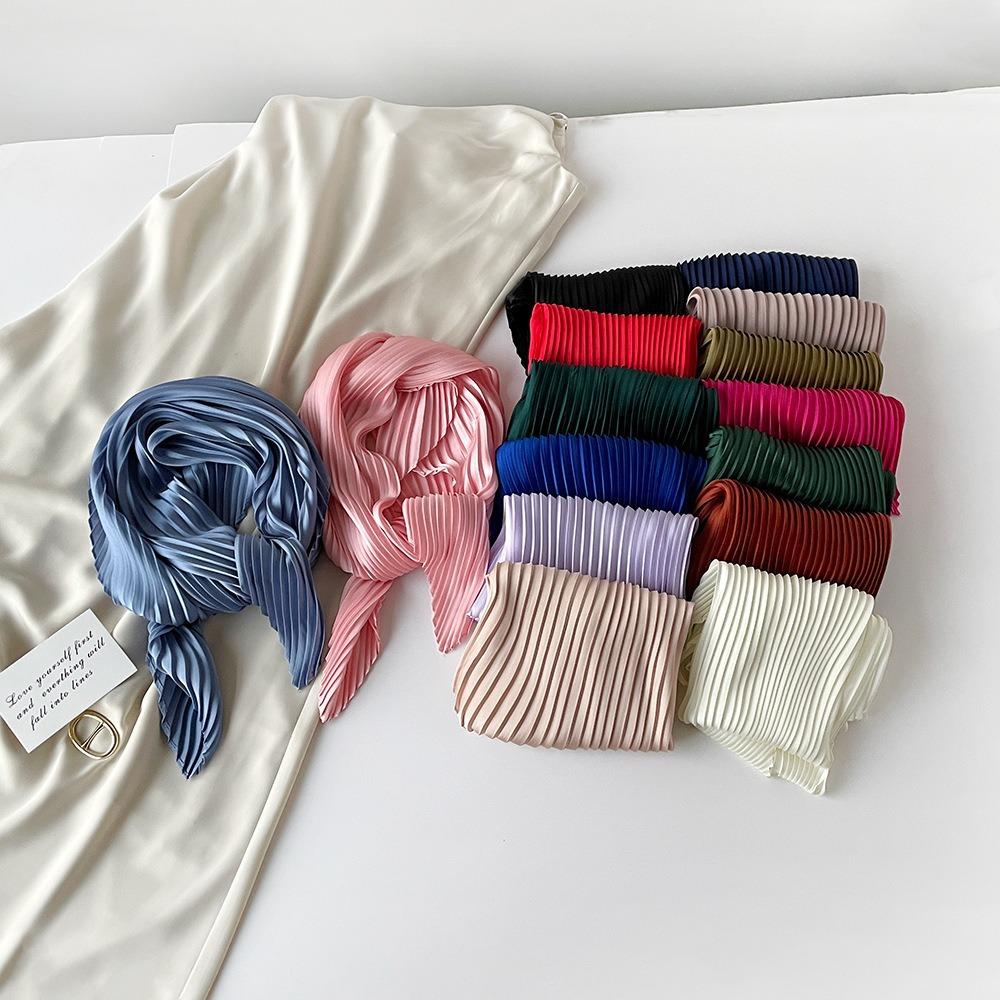 70*70cm Damen Plissiertes Rhombus Kopftuch Wickeltuch Schal Halstuch Bandana Einfarbig