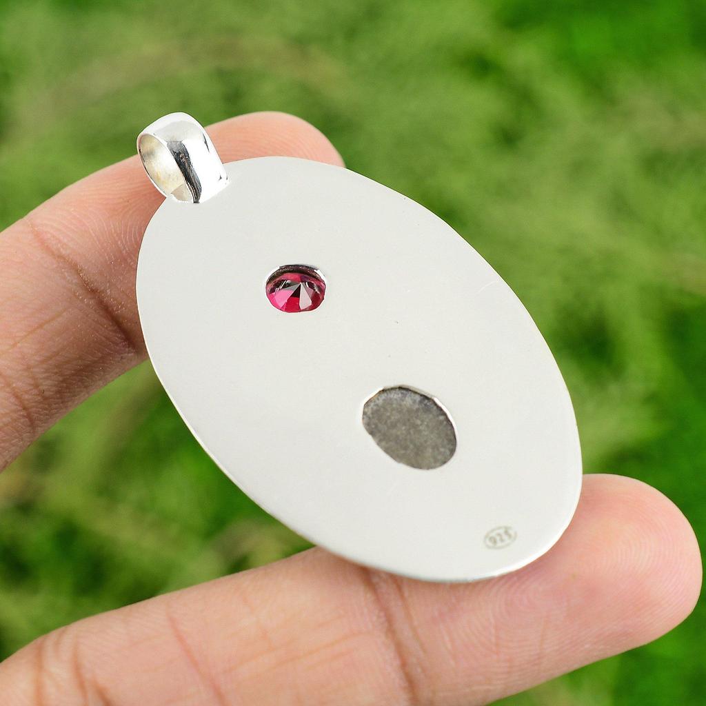 Sterlingsilber Natürlicher Chevron-Amethyst Rubellit Jubiläum Anhänger Schmuck