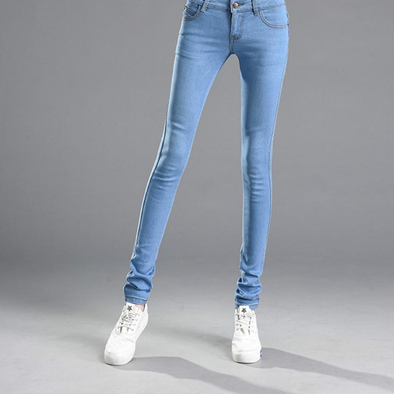 Womens Fashion Large Size Elastic Elastic Waist High Waist Jeans Slim Feet Pants Trousers