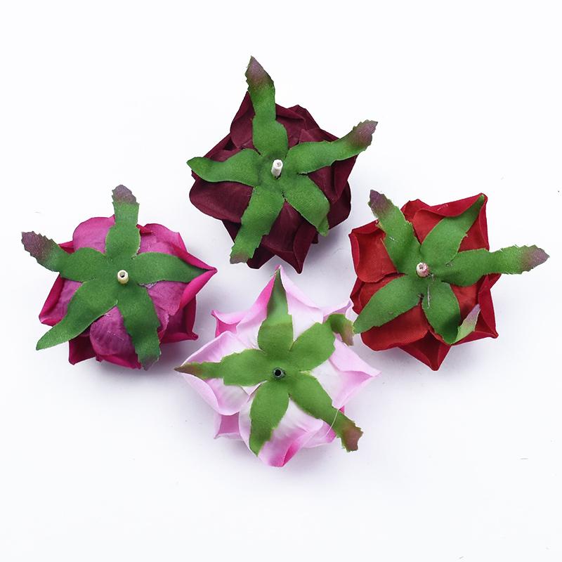 Artificial Flowers Silk Roses Head Upscale Valentine's Wedding Wreath Decora Plant Wall Diy Bridal Bouquet Wrist Home Room Gifts