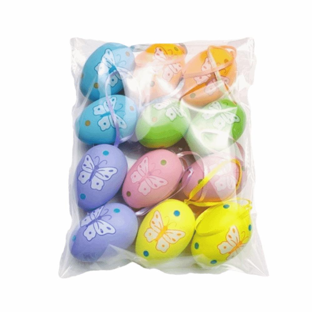 12Pcs/Set DIY Craft Easter Simulation Egg Cartoon Artificial Egg Pendant  Hanging Ornament