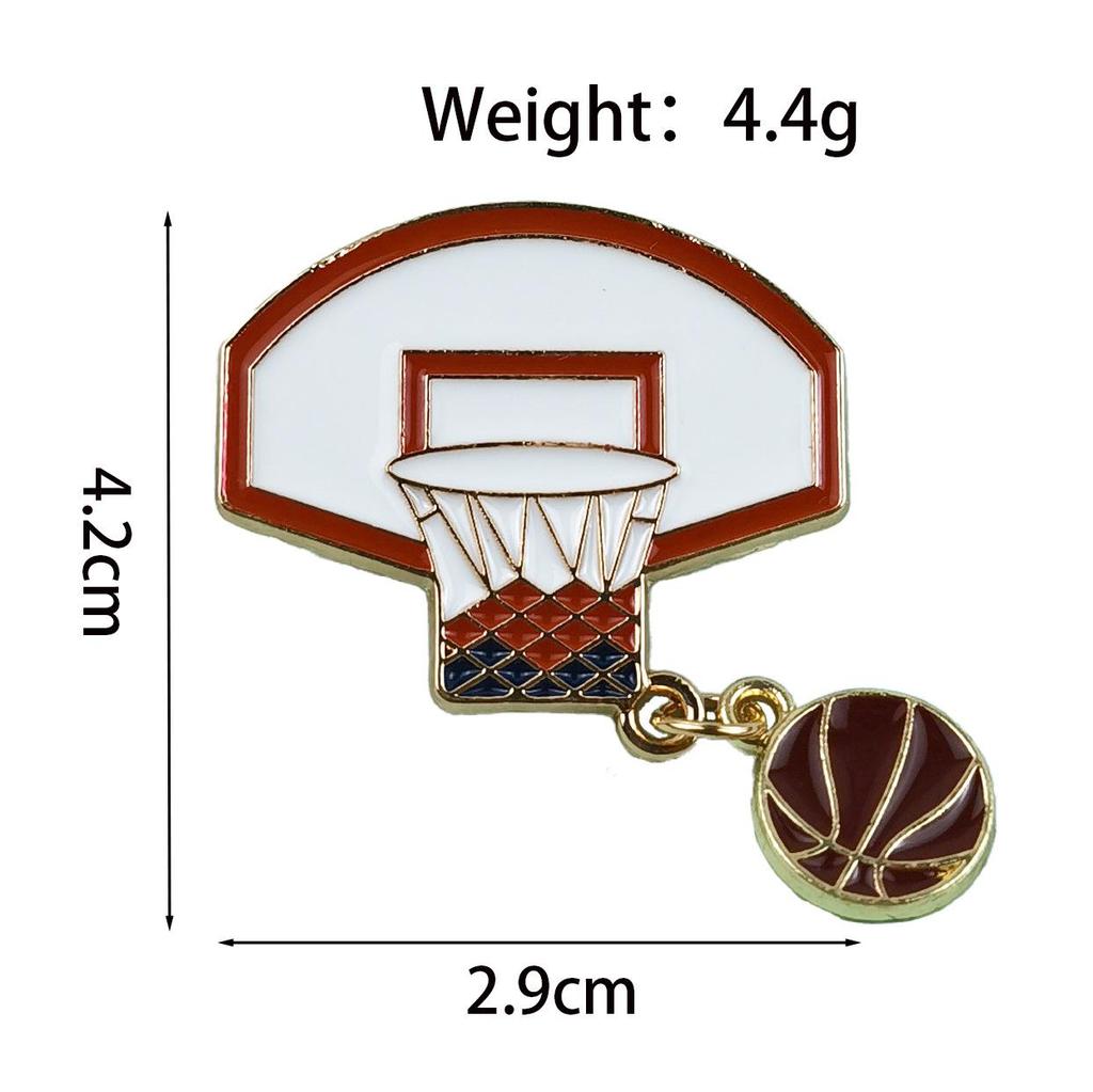 Personalized Alloy Basketball Hoop Brooch Badge for Backpacks