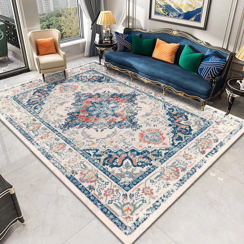 Waterproof TPR Sole Rug: Bohemian Sofa, Coffee Table, Bedside, Living Room Floor Mat - Wipeable, No-Wash Needed