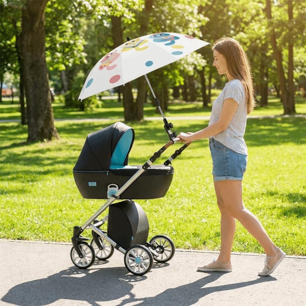 Adjustable Baby Stroller Umbrella 360 Degree with Clamp Sunscreen Umbrella Rainproof UV Protection Infant Stroller Cover Park