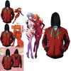 Evangelion Asuka Langley Soryu Cosplay Costume Anime Hoodie Zipper Sweat Jacket