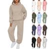 Damen 2-teilige Outfits Hoodie Trainingsanzug Sets Oversized Sweatshirt Baggy Herbstmode Jogginghose mit Taschen