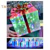 Christmas Gift Box with Copper Wire Lamp Flower Ribbon Decor Transparent Battery-operated or USB Charging Glitter Effect Night Light Home Party Decor