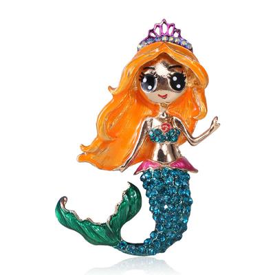 Fashion Creative Alloy Diamond Mermaid Princess Styling Brooch, Cartoon Collar Pin, Clothing Accessories Pin