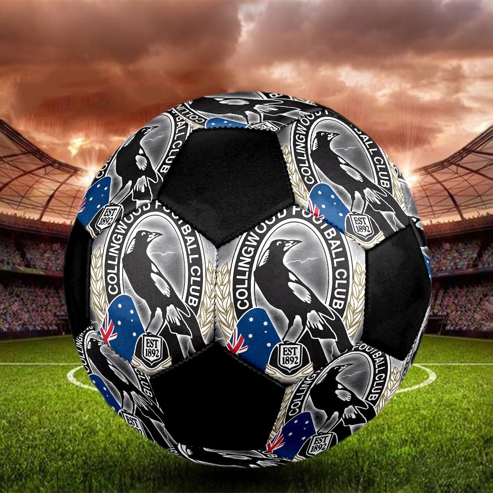 SIZE 5 Collingwood Magpies Soccer Ball Colorful All Ages Machine Stitched PVC Competition Ready Durable High-Bounce