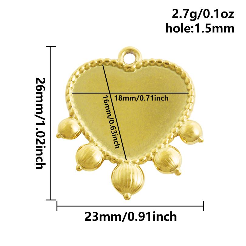 5pcs Geometric Cabochon Base Setting Tray Blank PVD Charm Heart Cross Flower DIY Stainless Steel Pendant For Jewelry Making Bulk