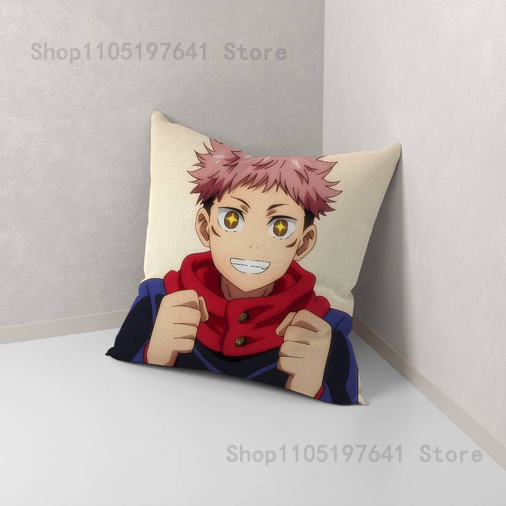 Anime Y-Yuji I-Itadori Pillow Case For Sofa Decor Car Office Room Printing Cushion Cover Decorations and Protector