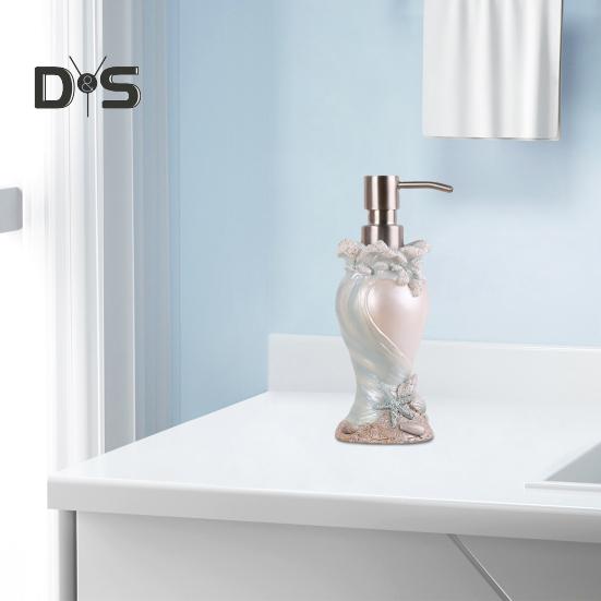 Seashore Theme Soap Dispenser Leak-Proof Design Starfish Shell Decor Hand Sanitizer Pump Coastal Bathroom Accessory