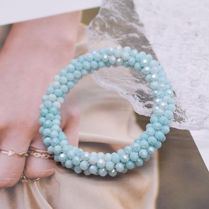 Trendy Bead Bracelet Elastic Handmade Strand Bracelets for Women Gift New Hair Accessory Glass Beads Bracelet
