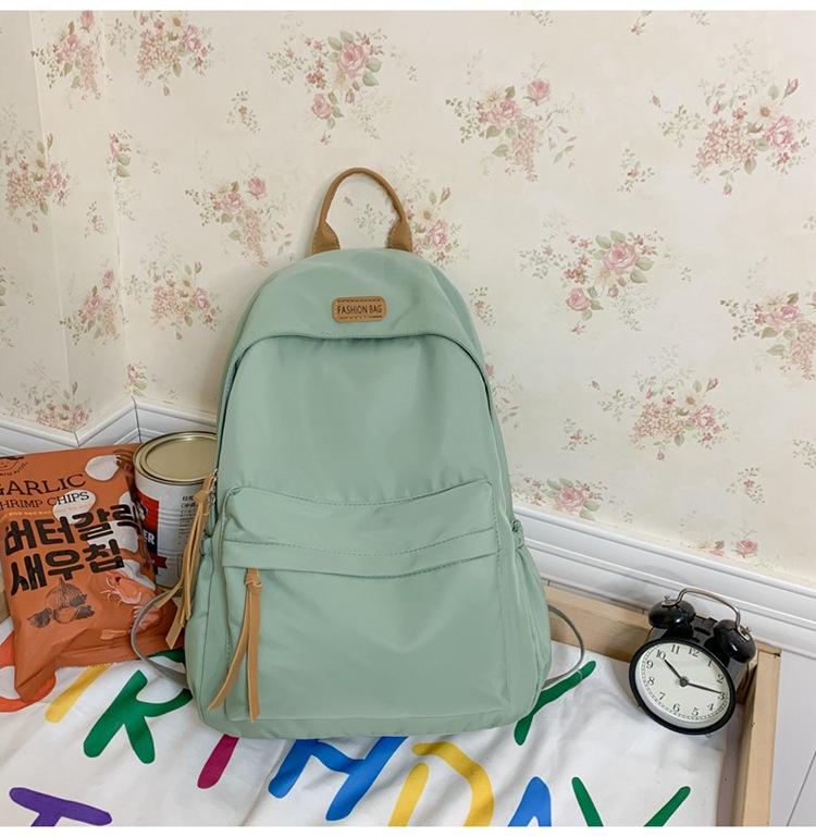Solid Color Backpack Junior High School Backpack Simple Large Capacity Backpack