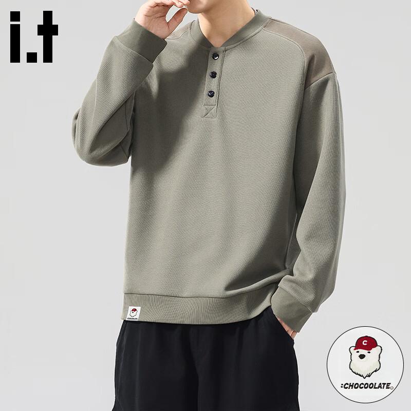 CHOCOOLATEit Men s Henley Collar Casual Sweatshirt 3XL
