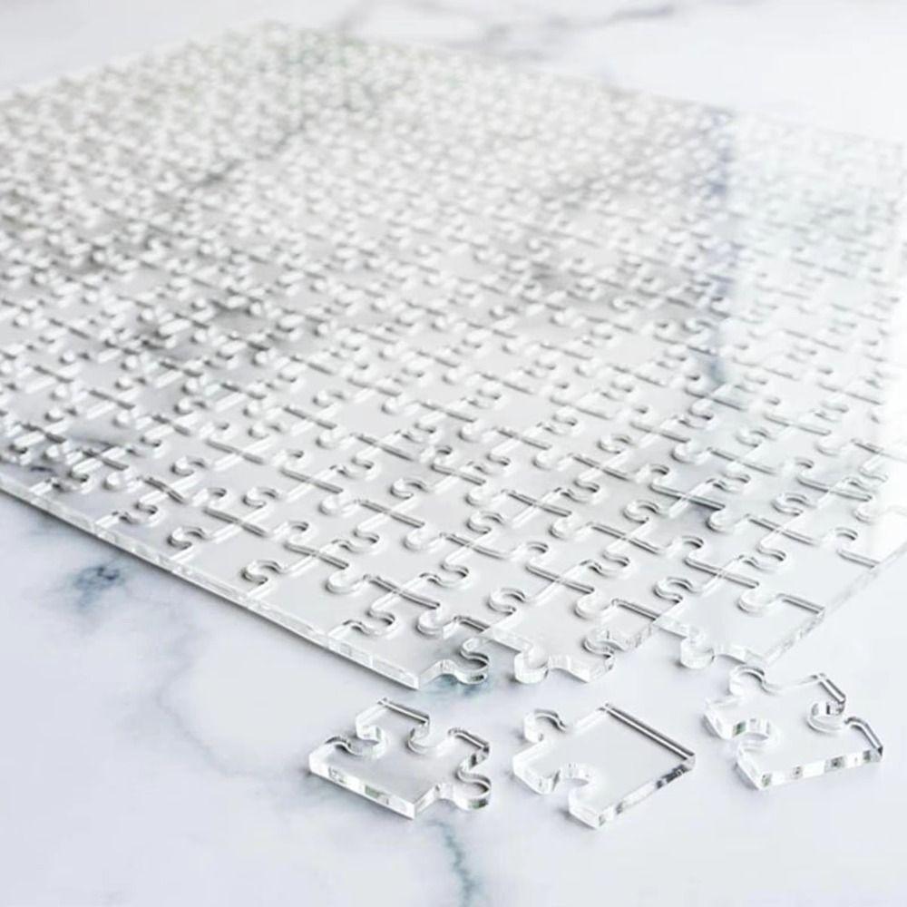 49/121/200/300Pcs Transparent Puzzle Brain Teaser Acrylic Puzzle Clear Blank Puzzle Adults Kids