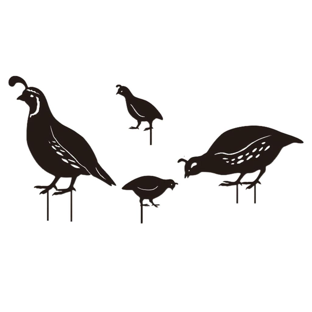 4x Bird Animal Statue Garden Decor Photographic Props Yard Stake Patio Iron Sculpture