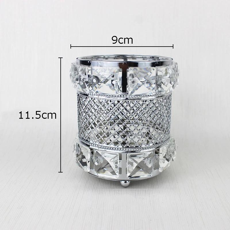 

Кристалічна Декоративна Банка Тримач для Ручок Тримач для Зберігання Пензлів для Макіяжу Позолочена Порожниста Скляна Банка Дзеркальний Столик Дисплей для Прикрас срібний