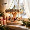Decorative Lanyard Christmas Pendants Santa Claus Carousel/Snow Cottage Hanging Ornament, Double-Sided Customizable Holiday Party Favors Acrylic