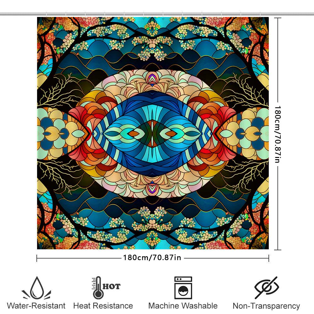 Vibrant Mandala Shower Curtain Modern Boho Floral Design Decorative Bathroom Shower Fabric Available In Various Sizes for Your H