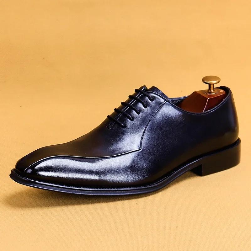 Italian Luxury High Quality Elegant Male Natural Genuine Leather Social Shoes Office Career Business Formal Solid Oxfords Shoes