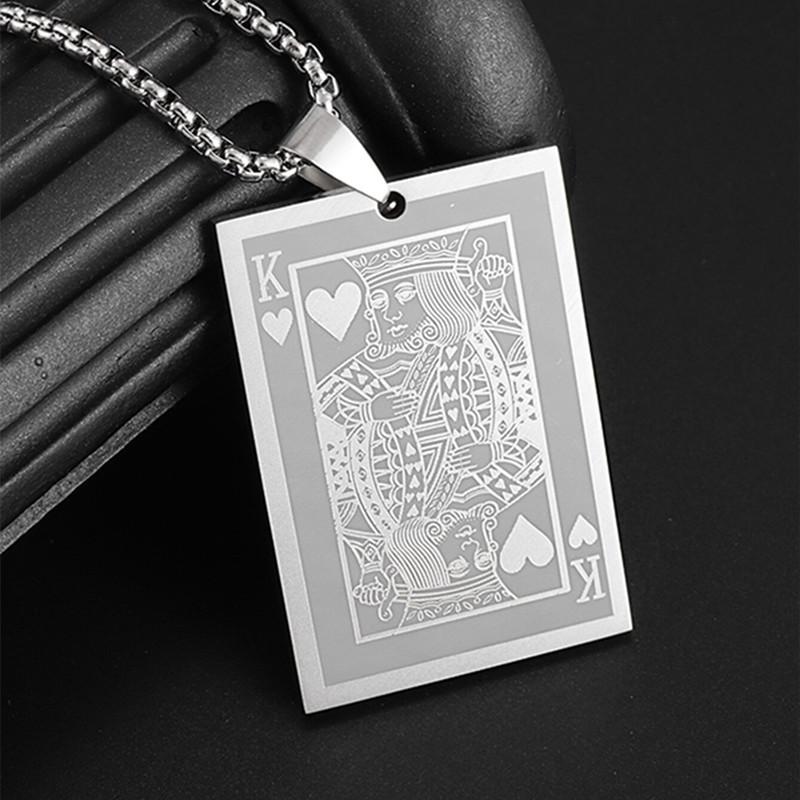 Exquisite Luxury Poker Card Spade A Pendant Stainless Steel Necklace Casino Lucky Accessories Party Jewelry Gift