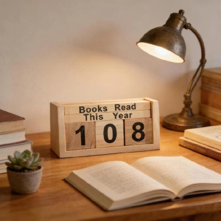 Book Counter Decorative Piece With Number Cubes Books Read This Year Trackers for Reading Goal Display Readers Gift