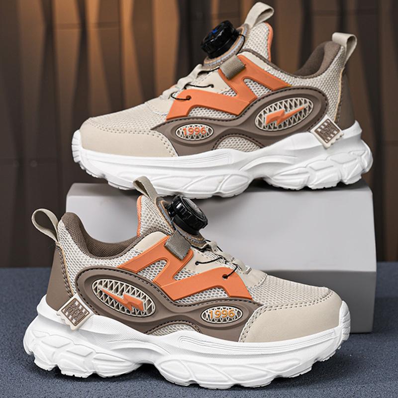 New Boys' Girls' Running Shoes Hot Selling Fashion Anti Slip Sports Shoes Outdoor Thick Soled Rotating Buckle Kids Walking Shoes