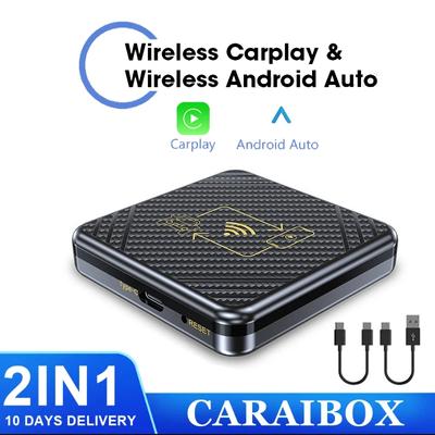 Mini 2 In 1 Ai Box Wired To Wireless CarPlay & Android Auto Adapter 5Ghz WiFi Type-C/USB Plug & Play Car Dongle Auto Connection