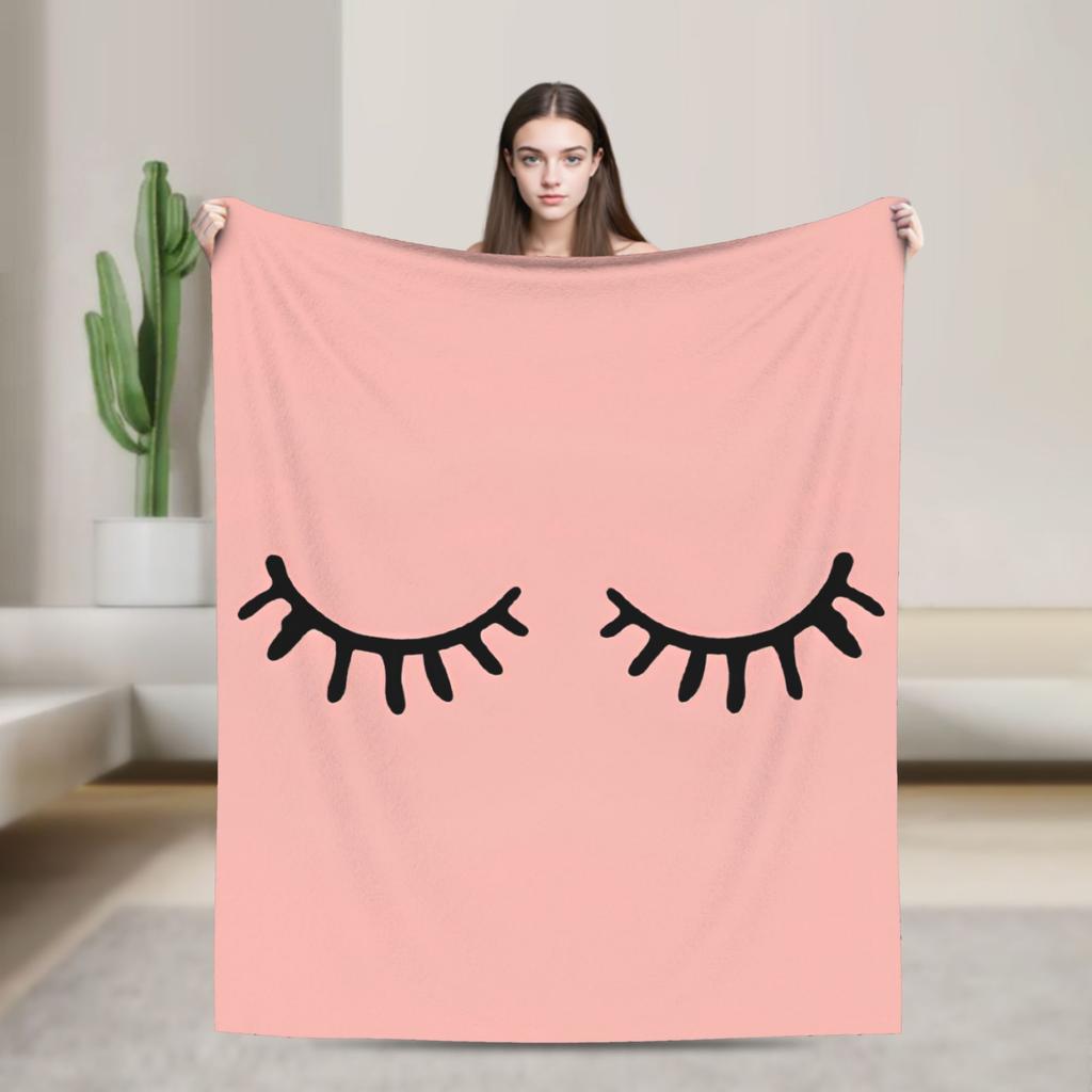 Eyelash Cartoon Eyelashes Blanket Fleece Autumn/Winter Multi-function Lightweight Thin Throw Blankets for Home Office Bedspreads