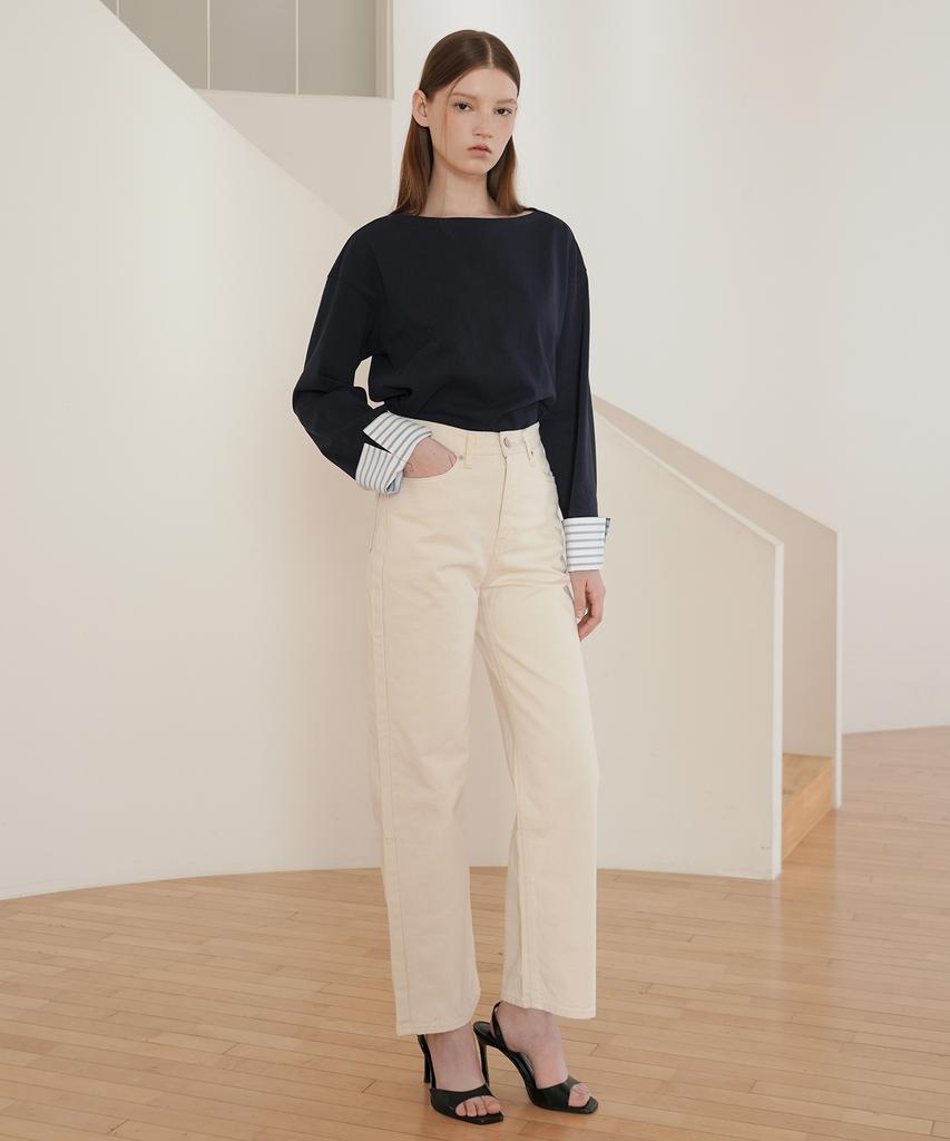 PAUL&ALICE Boat Neck Cuff Tee / 2 Colors