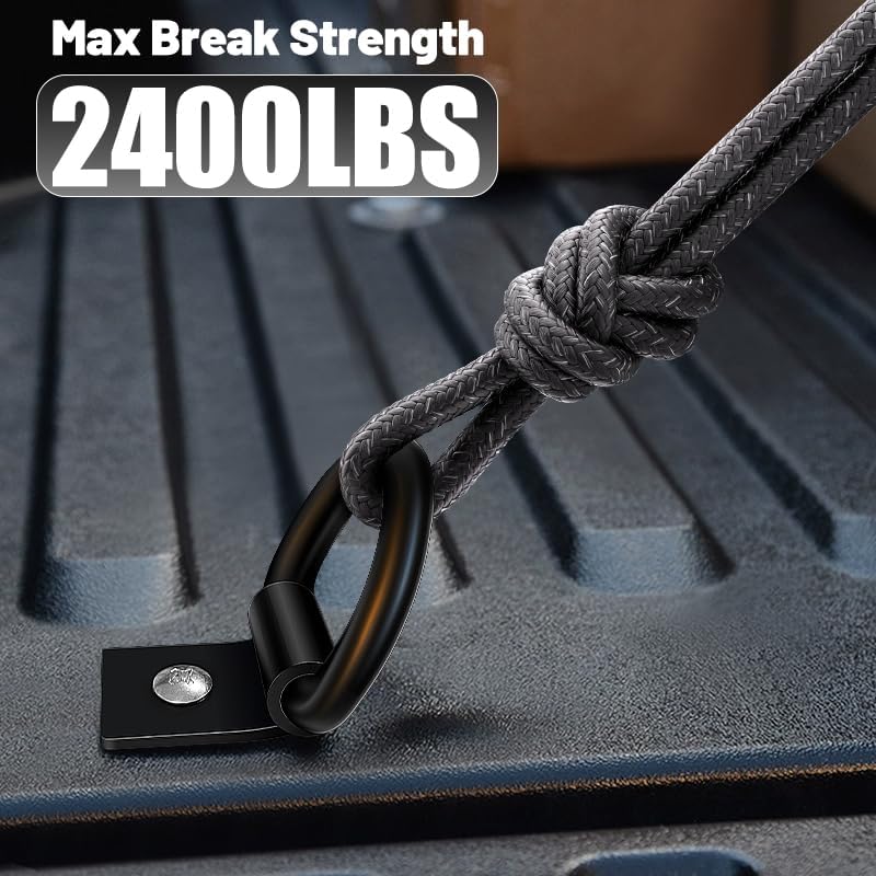 Garini Black D Ring Tie Down Anchors,6Pcs Heavy Duty D Ring With Screws,Surface Mount Hooks Securing Cargo For Trailer, Truck Bed Or Deliveries