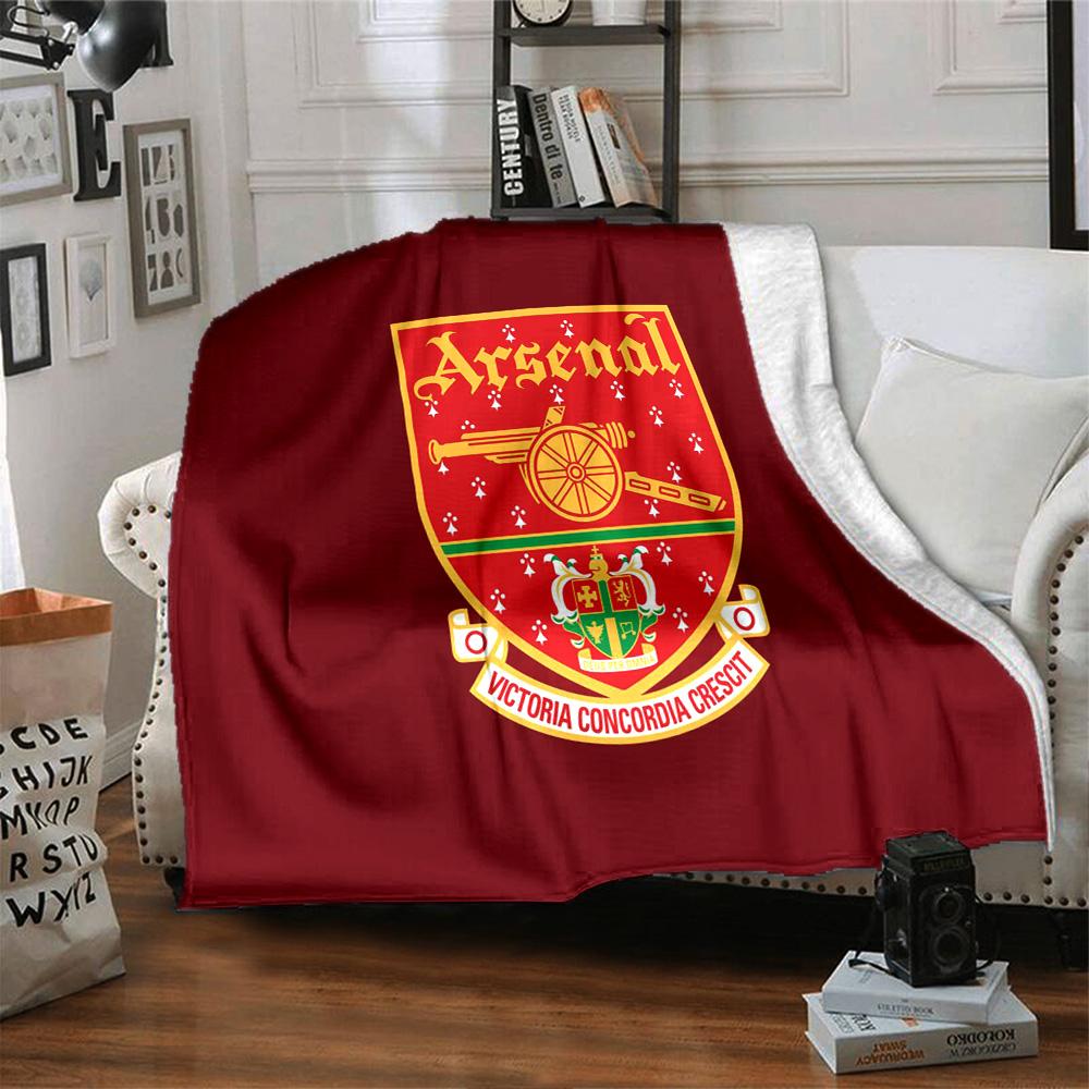 Coperta in Flanella con Stemma dell'Arsenal Football Club, Poliestere Morbido, Design Moderno, Per Tutte le Stagioni per Campeggio, Viaggi, Regali per Feste o Compleanni