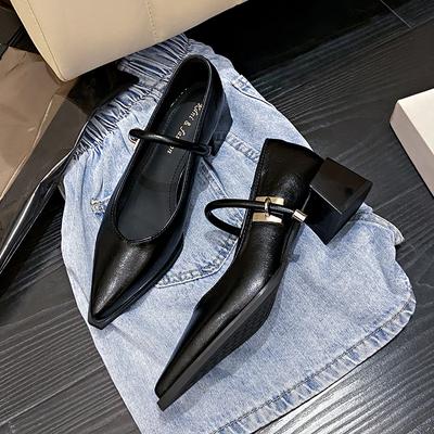 Frühling Herbst Mode Leder Schnalle Spitz Quadratischen Frauen Mary Jane Schuhe Designer Weiche Sohle Casual Sexy Damen High Heels